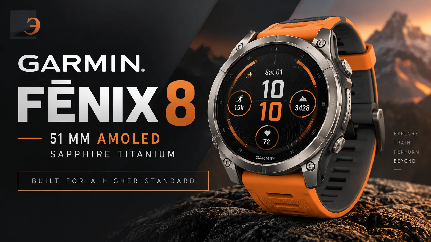 Garmin Fenix 8 51 мм AMOLED Sapphire Titanium Spark Orange Graphite